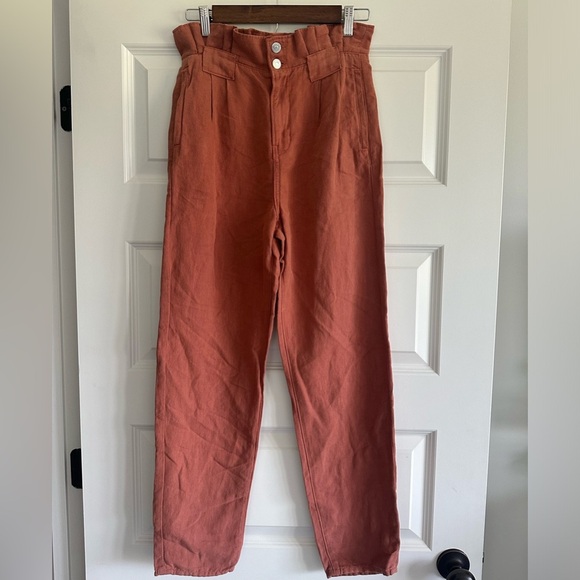 Veronica Beard Karter Paperbag Linen Blend Casual Crop Pants - Picture 5 of 14